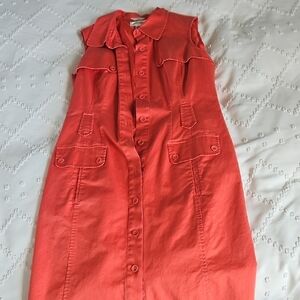 Sleeveless Coral Button-Up Dress